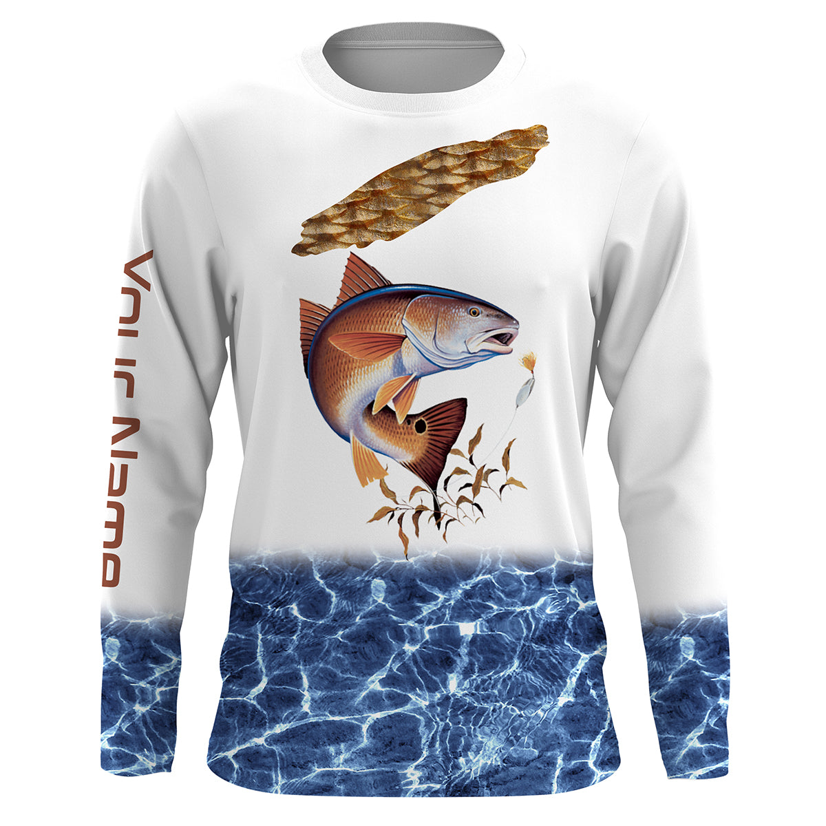 Redfish Fishing Shirt for Men Long Sleeve Sun Protection UV UPF 30+ Shirts TTS0013