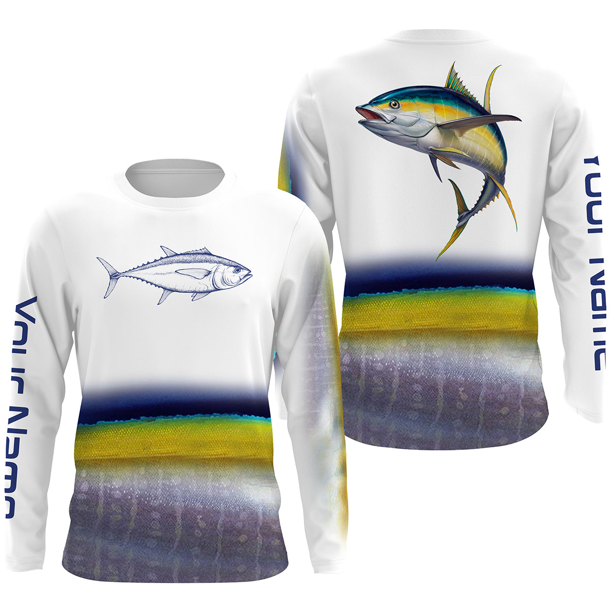 Myfihu Yellowfin Tuna Fishing Long Sleeve UV Fishing Shirts for Men , Women, Kids HVFS024, Long Sleeves UPF / M