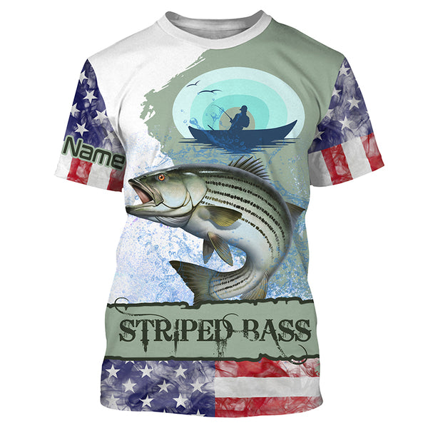 Striped Bass Fishing American flag performance fishing shirt UV protection fishing shirts TTS0195