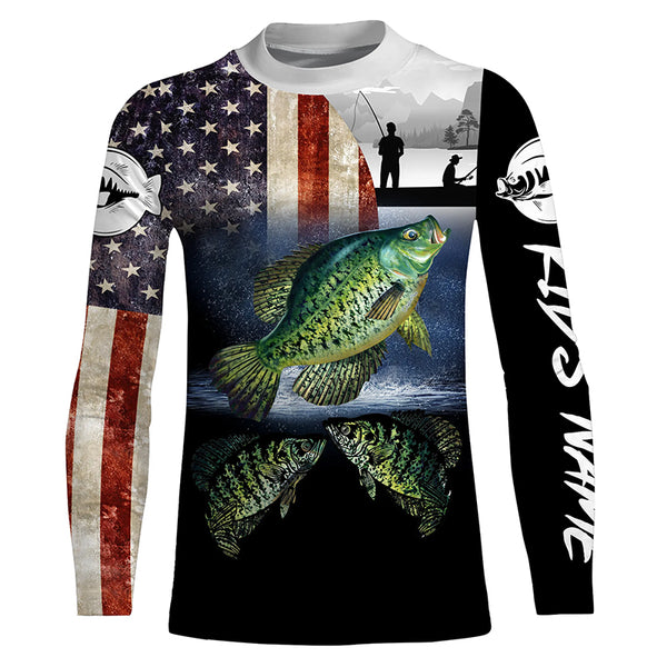Crappie Fishing Custom Name American Flag 3D All Over Printed Shirt, Hoodie TTS0607