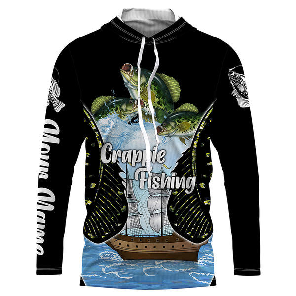 Crappie Fishing Custom Long Sleeve performance Fishing Shirts, Crappie Fishing apparel TTS0214