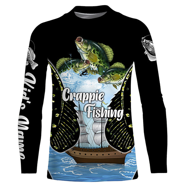 Crappie Fishing Custom Long Sleeve performance Fishing Shirts, Crappie Fishing apparel TTS0214