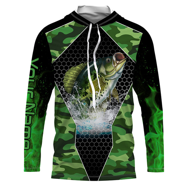 Crappie fishing green camo Custom Name sun protection UPF long sleeves fishing shirt TTS0221