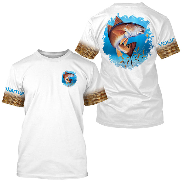 Customized Redfish fishing shirts, long sleeve performance fishing shirts TTS0059