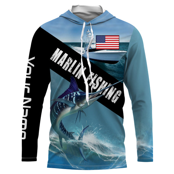 Customized Marlin fishing shirts, long sleeve performance fishing shirts TTS0064