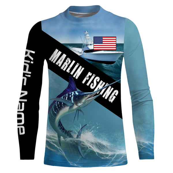 Customized Marlin fishing shirts, long sleeve performance fishing shirts TTS0064