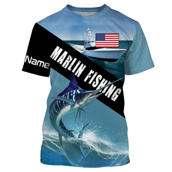 Customized Marlin fishing shirts, long sleeve performance fishing shirts TTS0064