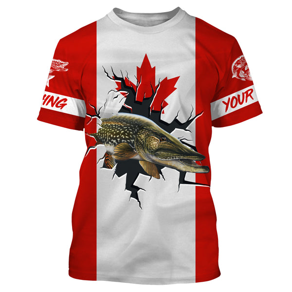 Canada Pike Fishing Custom long sleeve performance fishing shirts, Pike fishing jerseys TTS0098