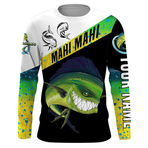 Angry Mahi Mahi Long Sleeve Fishing Shirt for Men, UPF Performance Clothing TTS0727