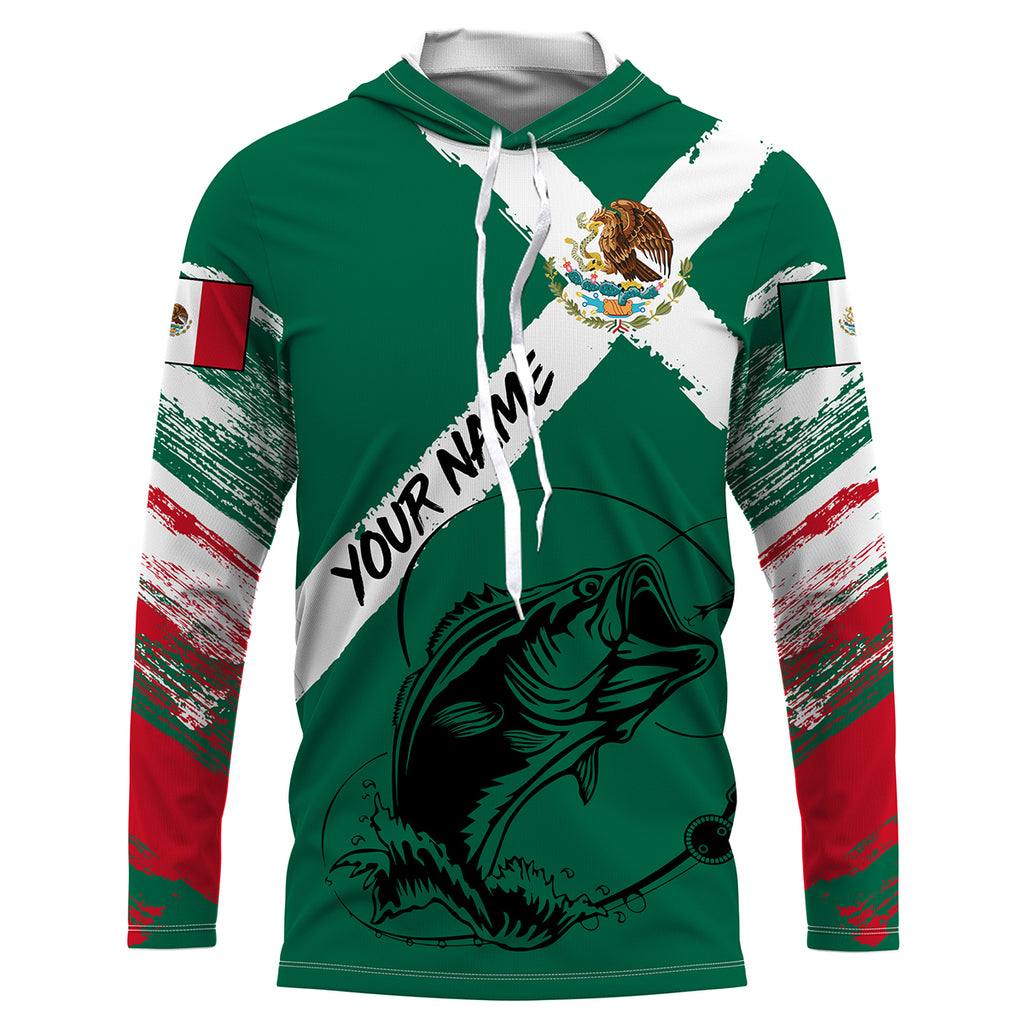 Bass Fishing Mexican Flag Custom UV Long Sleeves Shirts, Performance Fishing Shirts TTS0153 Kid Long Sleeves UPF / M