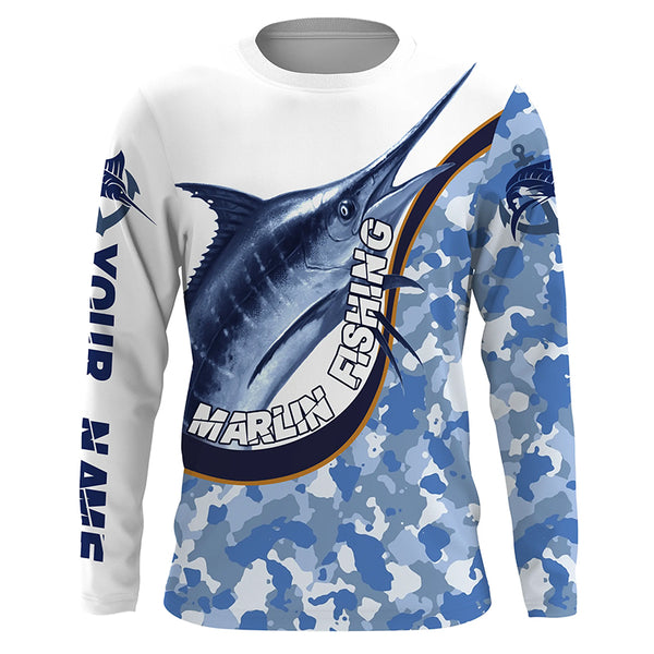 Marlin Fishing Custom Long Sleeve performance Fishing Shirts, Marlin fishing costume TTS0533