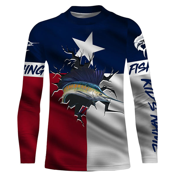 Texas Sailfish Fishing Custom long sleeve performance fishing shirts, Sailfish fishing jerseys TTS0549