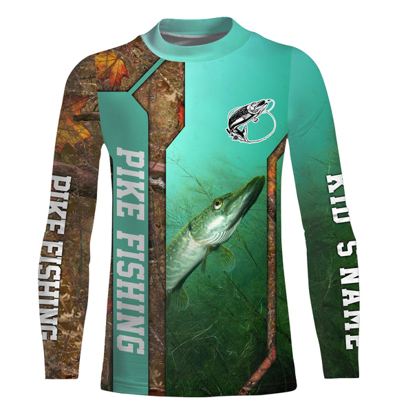 Northern Pike Fishing Custom Long Sleeve performance Fishing Shirts Fishing jerseys TTS0577