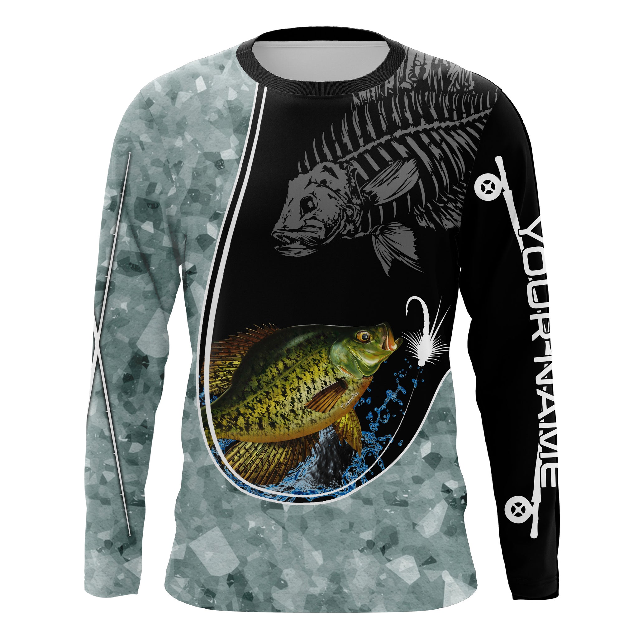Crappie Fishing Skull Fish Custom Long Sleeve Fishing Shirts, Crappie Fishing Jerseys TTS0368, Kid Long Sleeves UPF / M