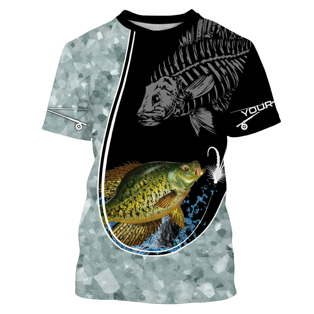 Crappie Fishing Skull Fish Custom Long Sleeve Fishing Shirts, Crappie Fishing Jerseys TTS0368, T-Shirt UPF / 3XL