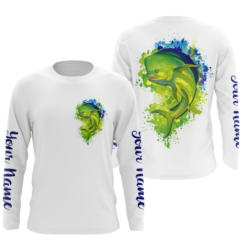 Mahi Mahi fishing Custom Name sun protection UPF long sleeves fishing jersey shirt TTS0216