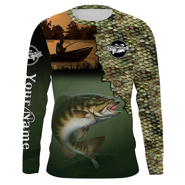 Smallmouth Bass Fishing scale Custom long sleeve performance fishing shirts TTS0638