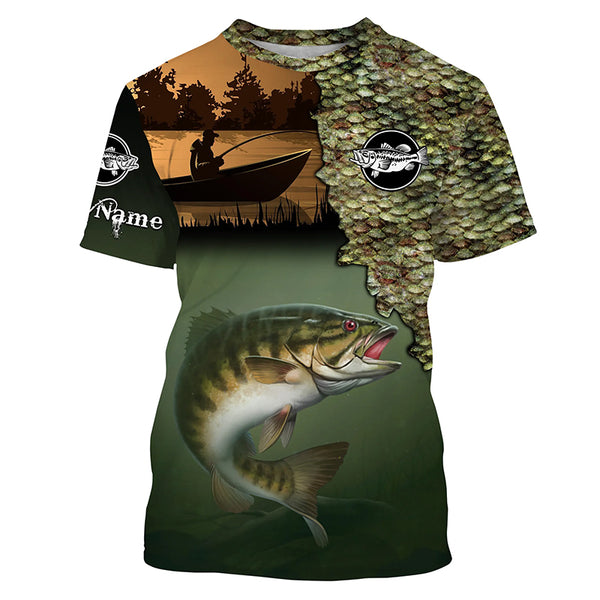 Smallmouth Bass Fishing scale Custom long sleeve performance fishing shirts TTS0638