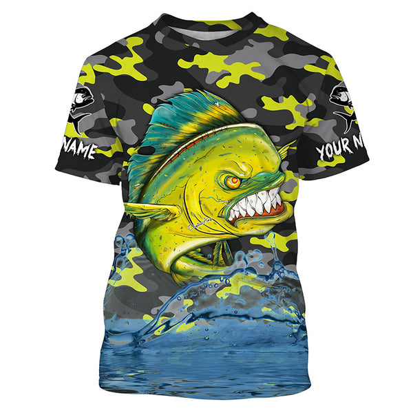Angry Mahi Mahi fishing camo Saltwater Custom Long Sleeve Performance Shirt, Hoodie TTS0783