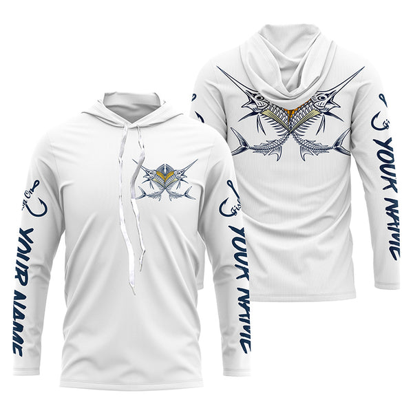 Skeleton Marlin Custom Long Sleeve Fishing Shirts, personalized performance Fishing Shirts TTS0156