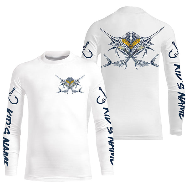 Skeleton Marlin Custom Long Sleeve Fishing Shirts, personalized performance Fishing Shirts TTS0156