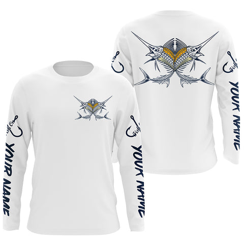 Skeleton Marlin Custom Long Sleeve Fishing Shirts, personalized performance Fishing Shirts TTS0156