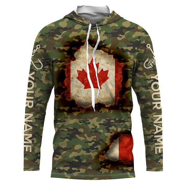 Canadian Flag Camo Custom long sleeve performance Fishing Shirt TTS0186
