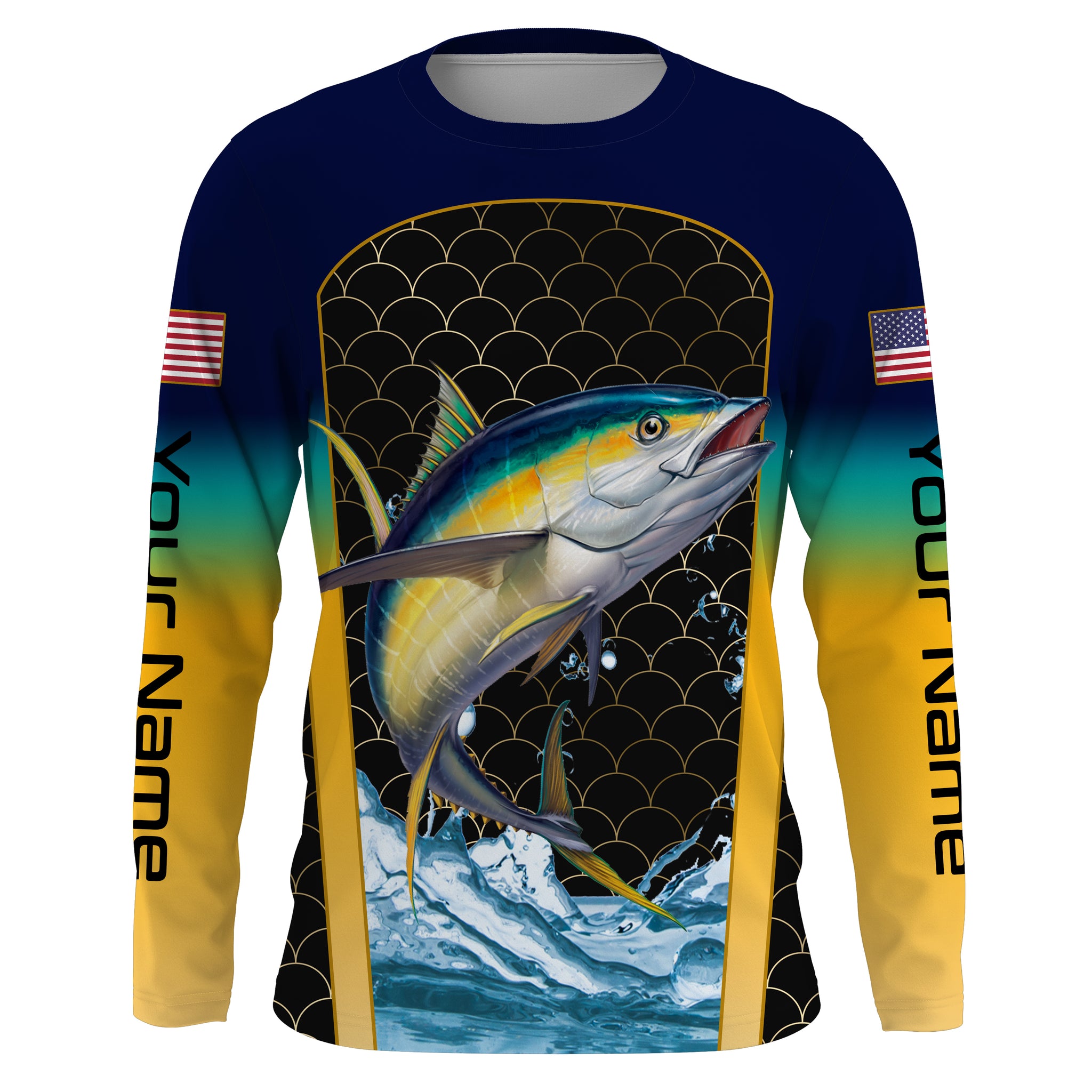 Yellowfin Tuna Fishing Custom Long Sleeve Fishing Shirts, Tuna Fishing Jerseys TTS0031 Long Sleeves UPF / 4XL