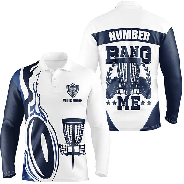 Bang Me Mens Disc Golf Shirts Navy & White Custom Polo Shirt For Mens Disc Golf Gifts LDT0507