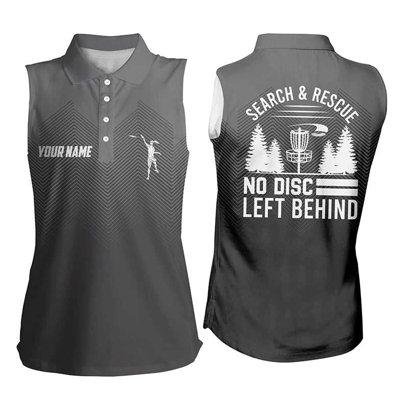 Search & Rescue Grey Geometric Pattern Disc Golf Womens Sleeveless Polo Shirt Womens Disc Golf Tops LDT0517