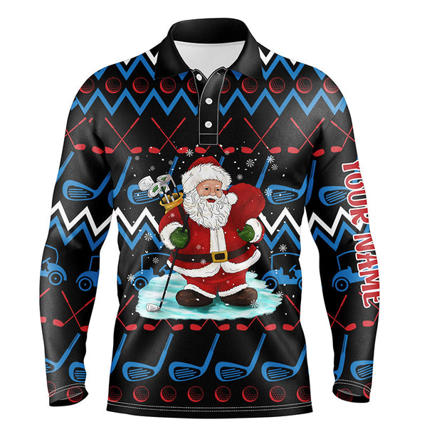Santa Golf Clubs Ugly Christmas Mens Golf Polo Shirt Custom Golf Tops For Men Golfing Gifts LDT1041