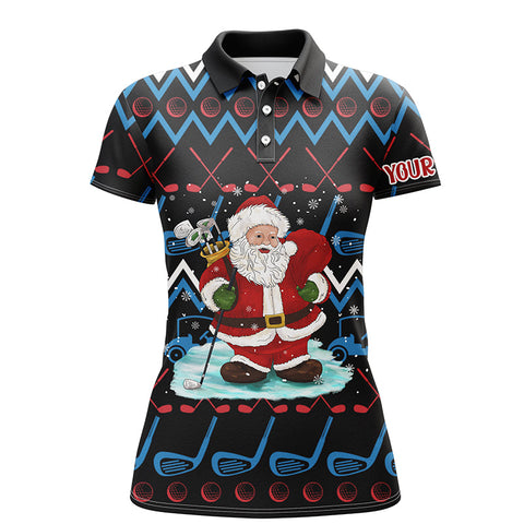 Santa Golf Clubs Ugly Christmas Womens Golf Polo Shirt Custom Golf Tops For Women Golf Gifts LDT1041