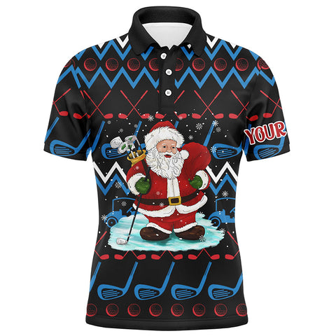 Santa Golf Clubs Ugly Christmas Mens Golf Polo Shirt Custom Golf Tops For Men Golfing Gifts LDT1041