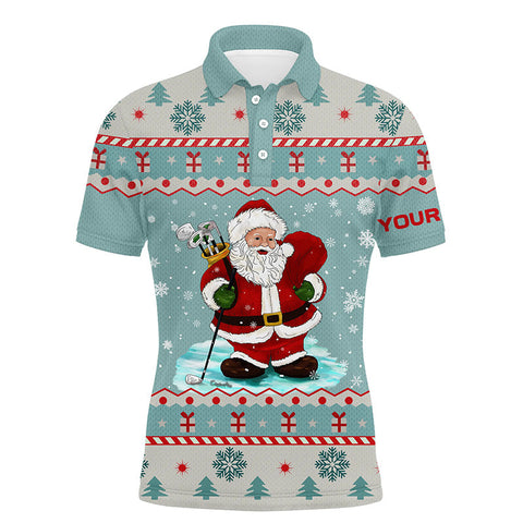 Golf Santa Christmas Mens Polo Shirt Custom Cool Mint Golf Shirts For Men Christmas Golf Gifts LDT0858