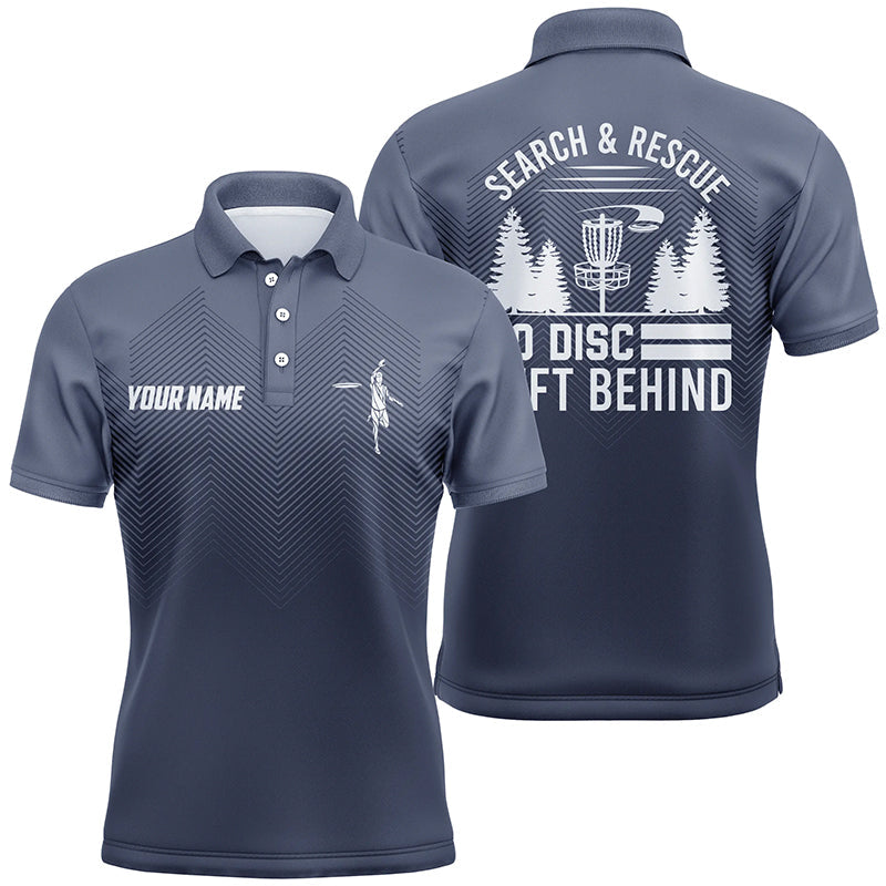 Search & Rescue Navy Blue Geometric Mens Disc Golf Polo Shirts Cool Disc Golf Shirts For Men LDT1069