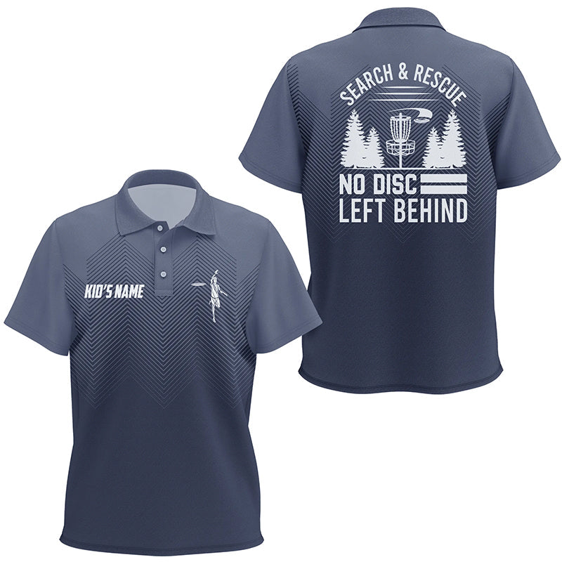 Search & Rescue Navy Blue Geometric Kids Disc Golf Polo Shirts Cool Disc Golf Shirts For Kid LDT1069