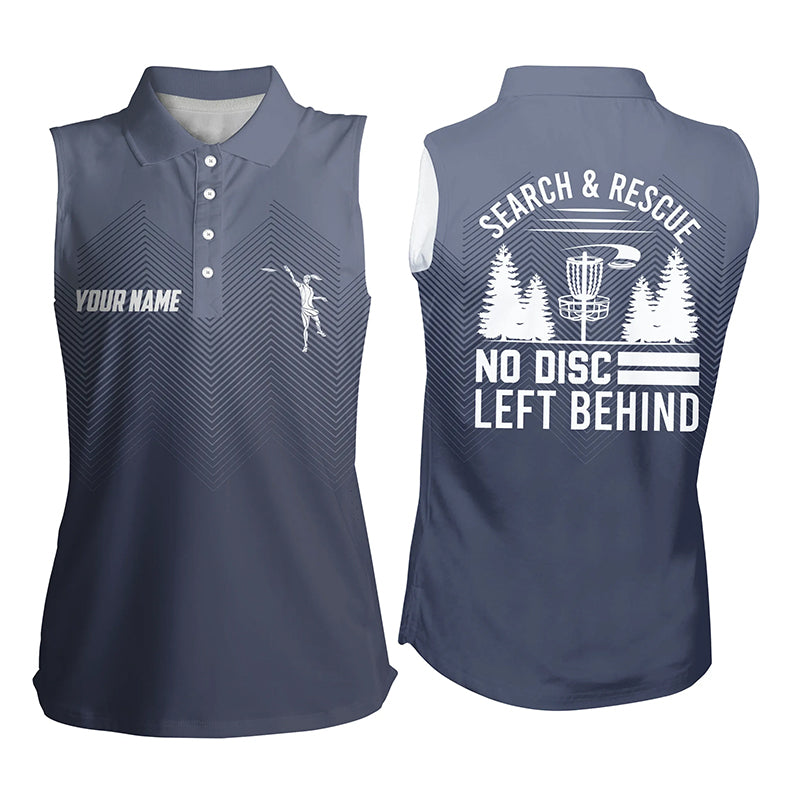 Search & Rescue Navy Blue Geometric Womens Disc Golf Sleeveless Polo Shirt Cool Women Disc Golf Tops LDT1069