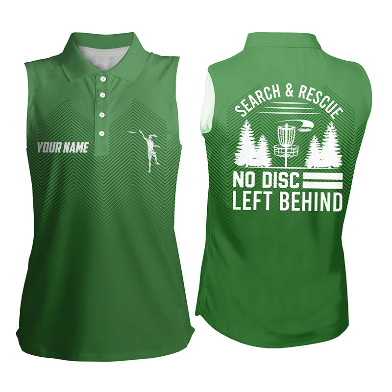 Search & Rescue Green Geometric Womens Disc Golf Sleeveless Polo Shirt Custom Women Disc Golf Shirts LDT1070