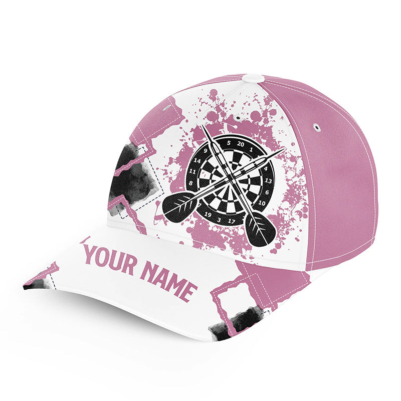 Pink White Personalized Darts Hat Customized Name Cute Darts Cap For Women Darts Gift LDT1286