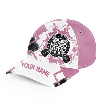 Pink White Personalized Darts Hat Customized Name Cute Darts Cap For Women Darts Gift LDT1286