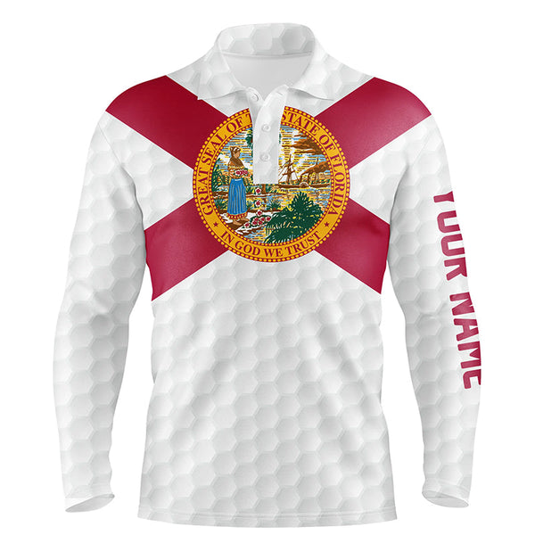 Florida Flag Personalized Golf Pattern Mens Polo Shirts Patriotic Golf Shirts For Men, Golf Gifts LDT0276