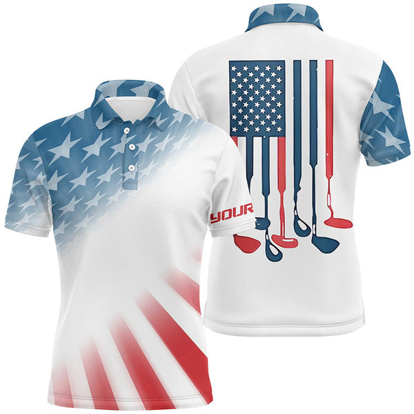 Gradient American Flag Mens Golf Polo Shirts Patriotic Usa Golf Shirts For Men Cool Golf Gifts LDT0278