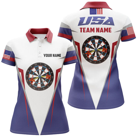 American Flag Darts Polo Shirt Custom Us Patriotic Darts Shirts For Women Dart Jersey LDT0309