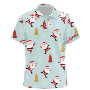 Christmas Pattern With Christmas Tree And Santa Kids Golf Polo Shirts Funny Golf Shirts For Kid LDT0613