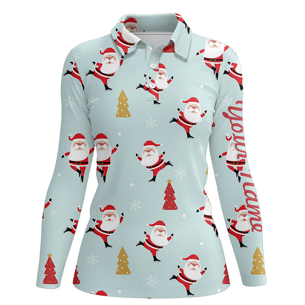 Christmas Pattern With Christmas Tree And Santa Golf Polo Shirts Funny Golf Shirts For Women LDT0613