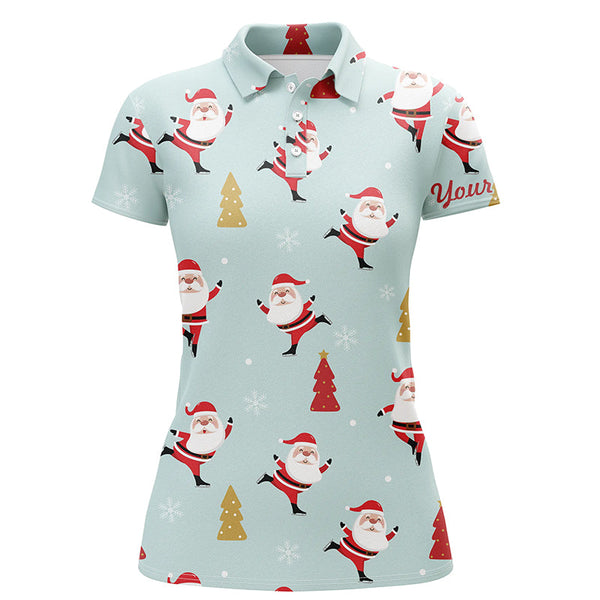 Christmas Pattern With Christmas Tree And Santa Golf Polo Shirts Funny Golf Shirts For Women LDT0613