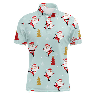 Christmas Pattern With Christmas Tree And Santa Mens Golf Polo Shirts Funny Golf Shirts For Men LDT0613