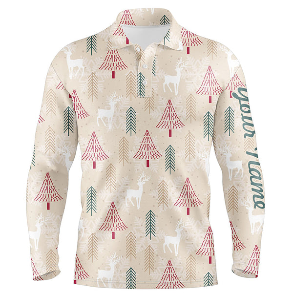 Christmas Tree And Reindeer Vintage Men Golf Tops Winter Golf Shirts For Men Golf Gifts LDT0615