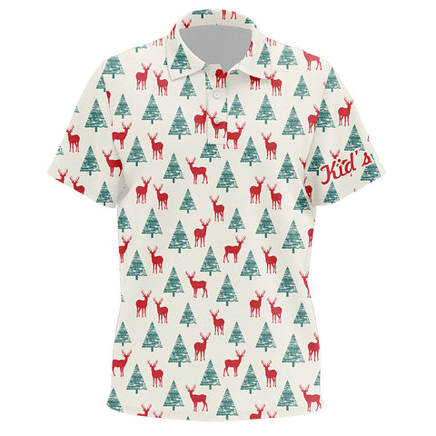 Deer In The Forest Kids Christmas Golf Polo Shirt Custom Golf Shirts For Kid Golf Gifts LDT0616
