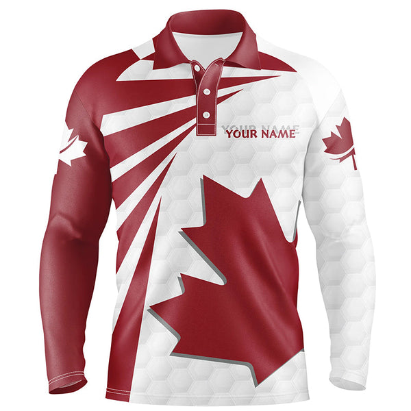 Canada Flag Mens Golf Shirts Golf Pattern Red White Golf Polo Shirts For Men Patriotic Golf Tops LDT0908